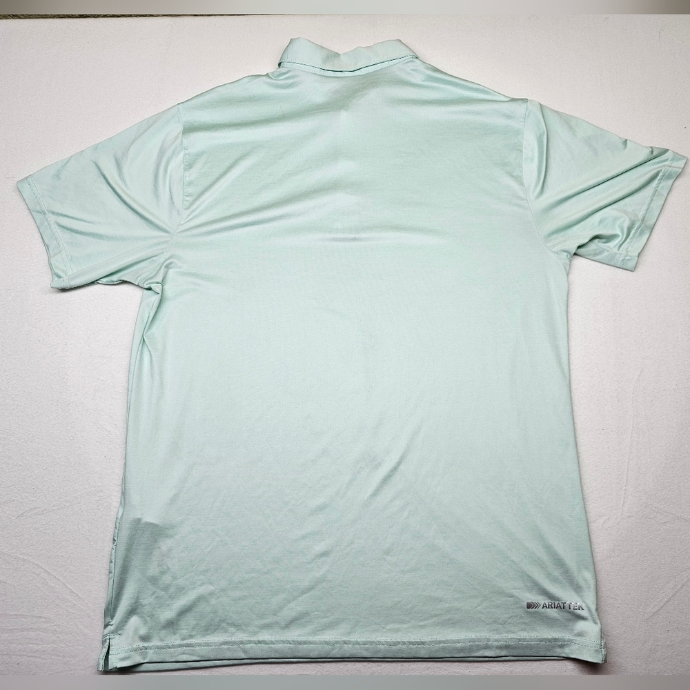 Ariat Tek Fitted Polo Shirt Mens Short Sleeve Casual Golf Athletic Blue - Picture 3 of 7